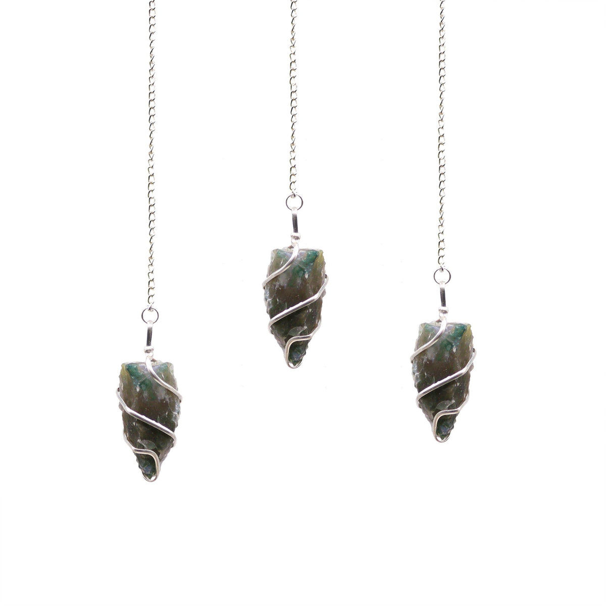 Raw Gemstone Pendulum - Moss Agate AW Dropship UK