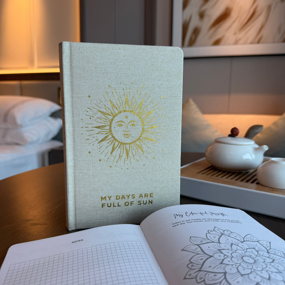 Ivory Gratitude Journal with Gold Lining - 120 pages - My Days are Full of Sun AW Dropship UK
