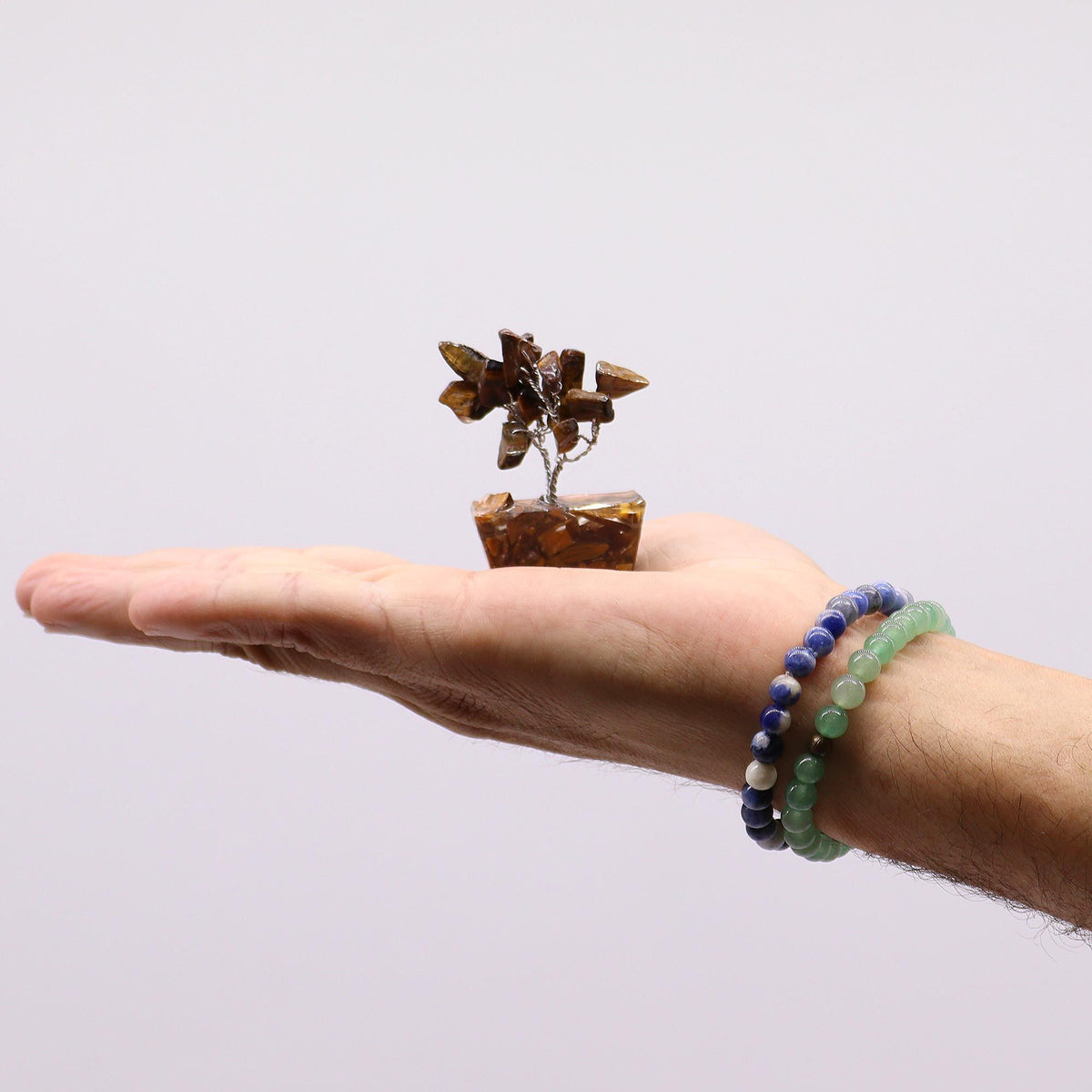 Mini Gemstone Tree On Orgonite Base - Tigereye (15 stones) AW Dropship UK