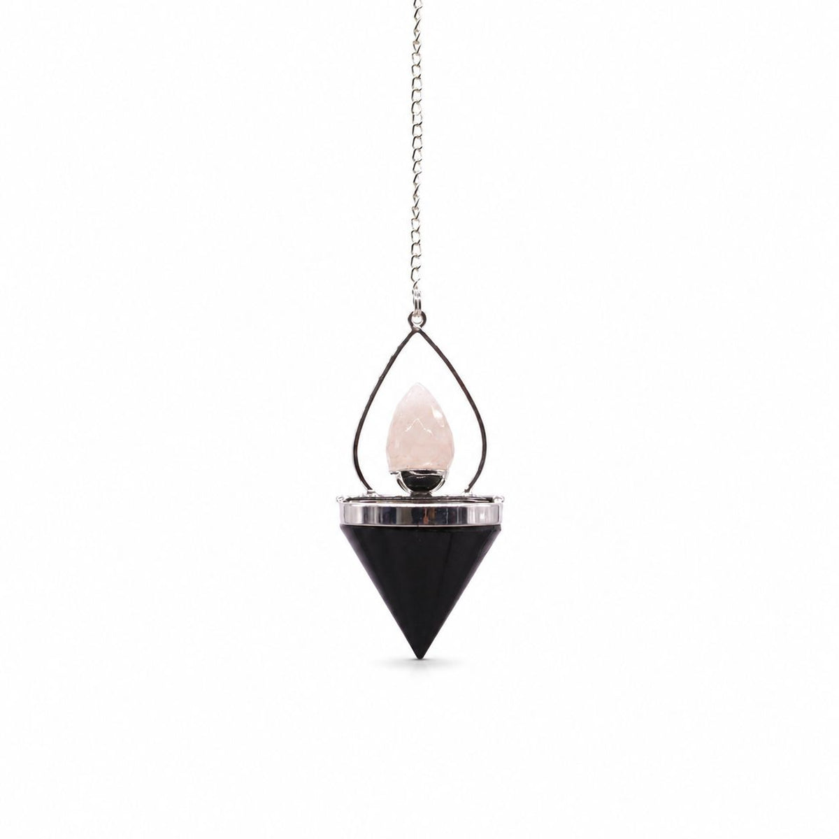Gemstone Lantern of Life Pendulum - Black Agate & Rose Quartz AW Dropship UK