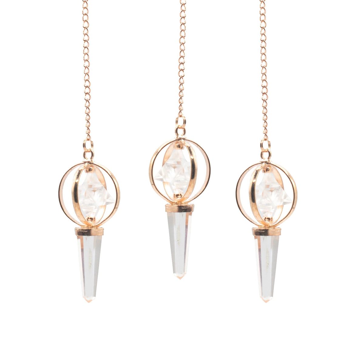 Stellar Gateway - Two Piece Spinning Merkaba Star in Copper Pendulum -  Clear Quartz AW Dropship UK