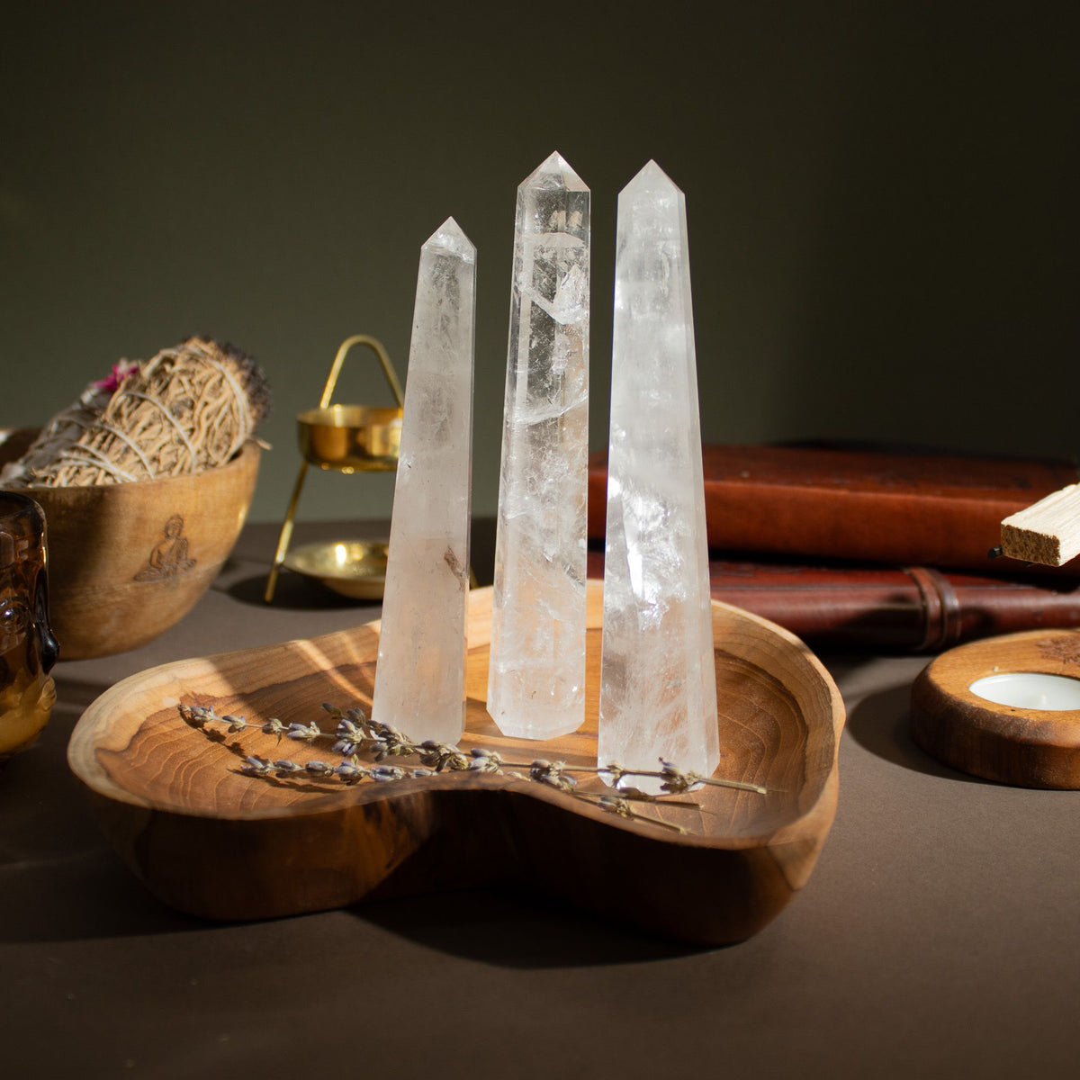 Gemstone Six Face Obelisk Poins approx 17cm - Rock Crystal AW Dropship UK