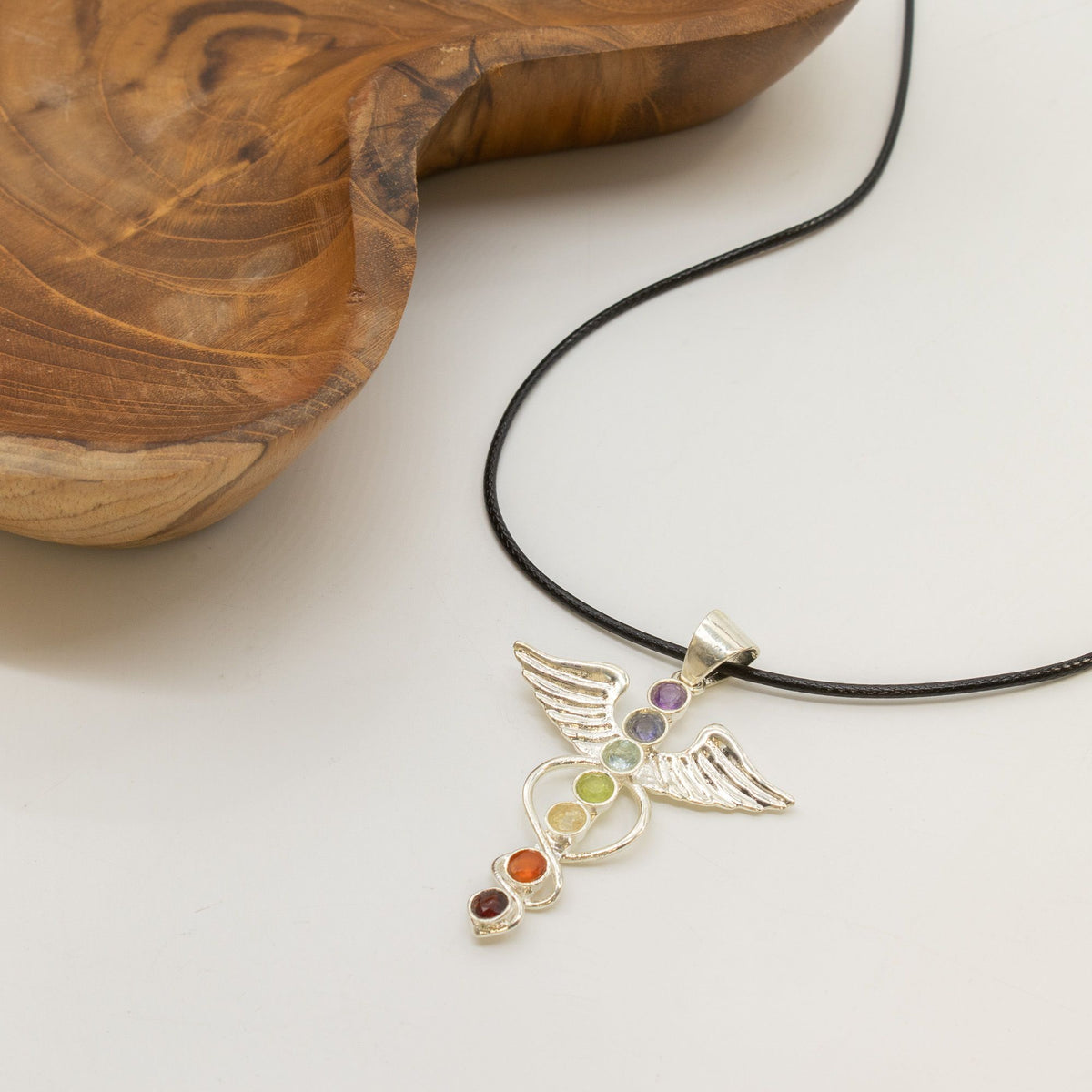 Indian Devotional Pendant - Silver Plated (45cm Cord)- Angel Chakra AW Dropship UK