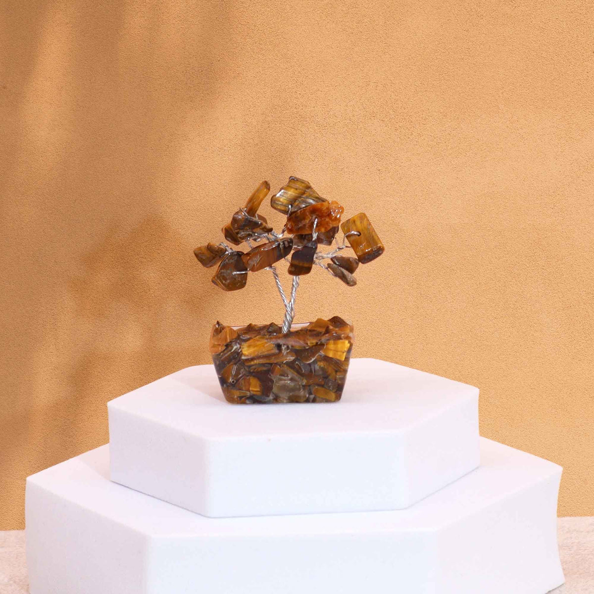 Mini Gemstone Tree On Orgonite Base - Tigereye (15 stones) AW Dropship UK