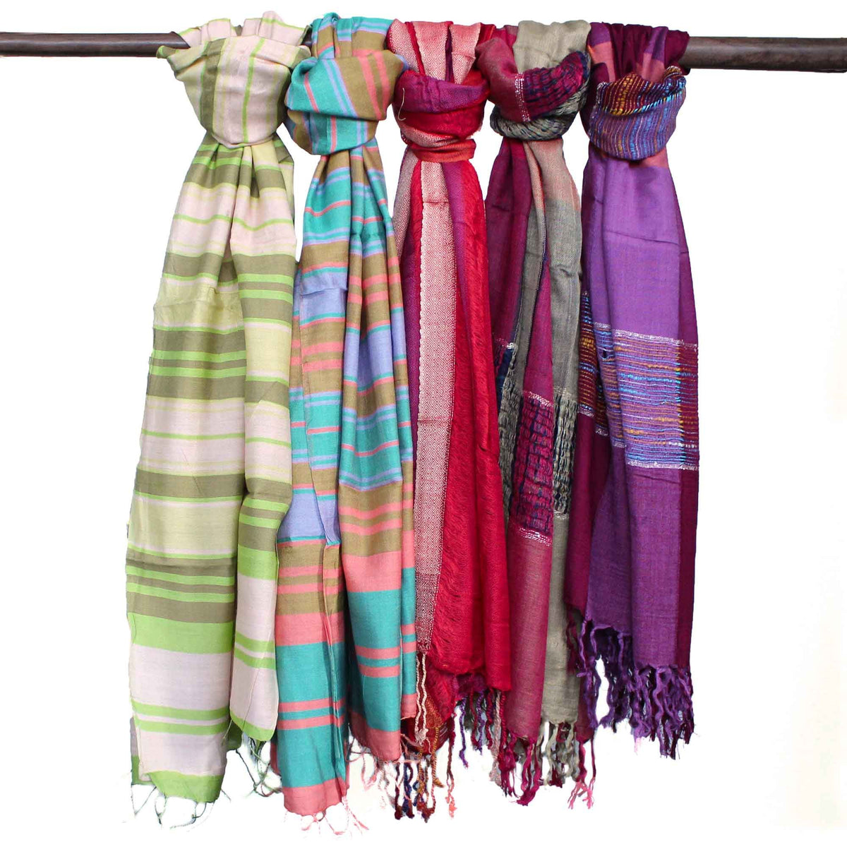 Lrg Indian Boho Scarves - 28x72cm - Random Purples AW Dropship UK