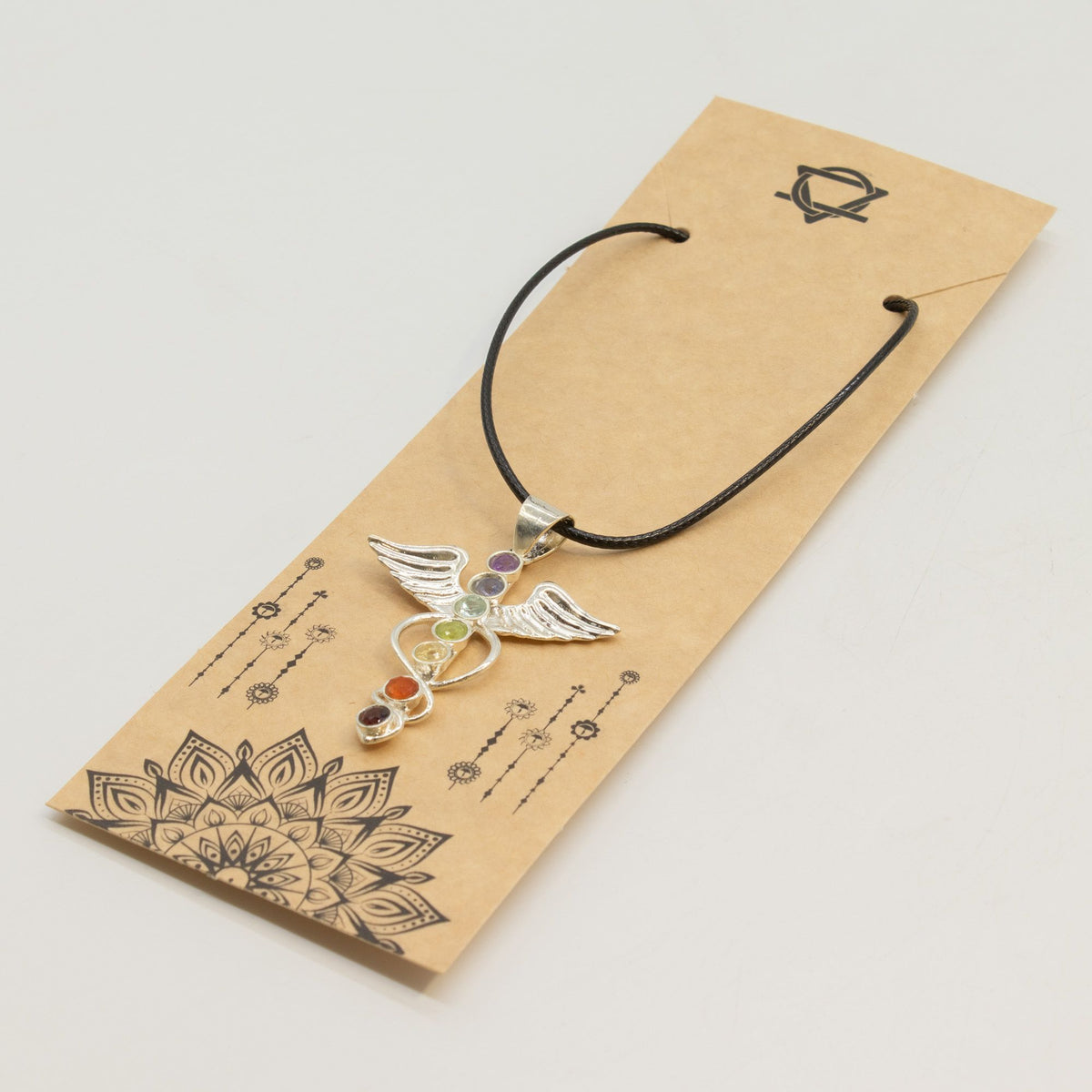 Indian Devotional Pendant - Silver Plated (45cm Cord)- Angel Chakra AW Dropship UK