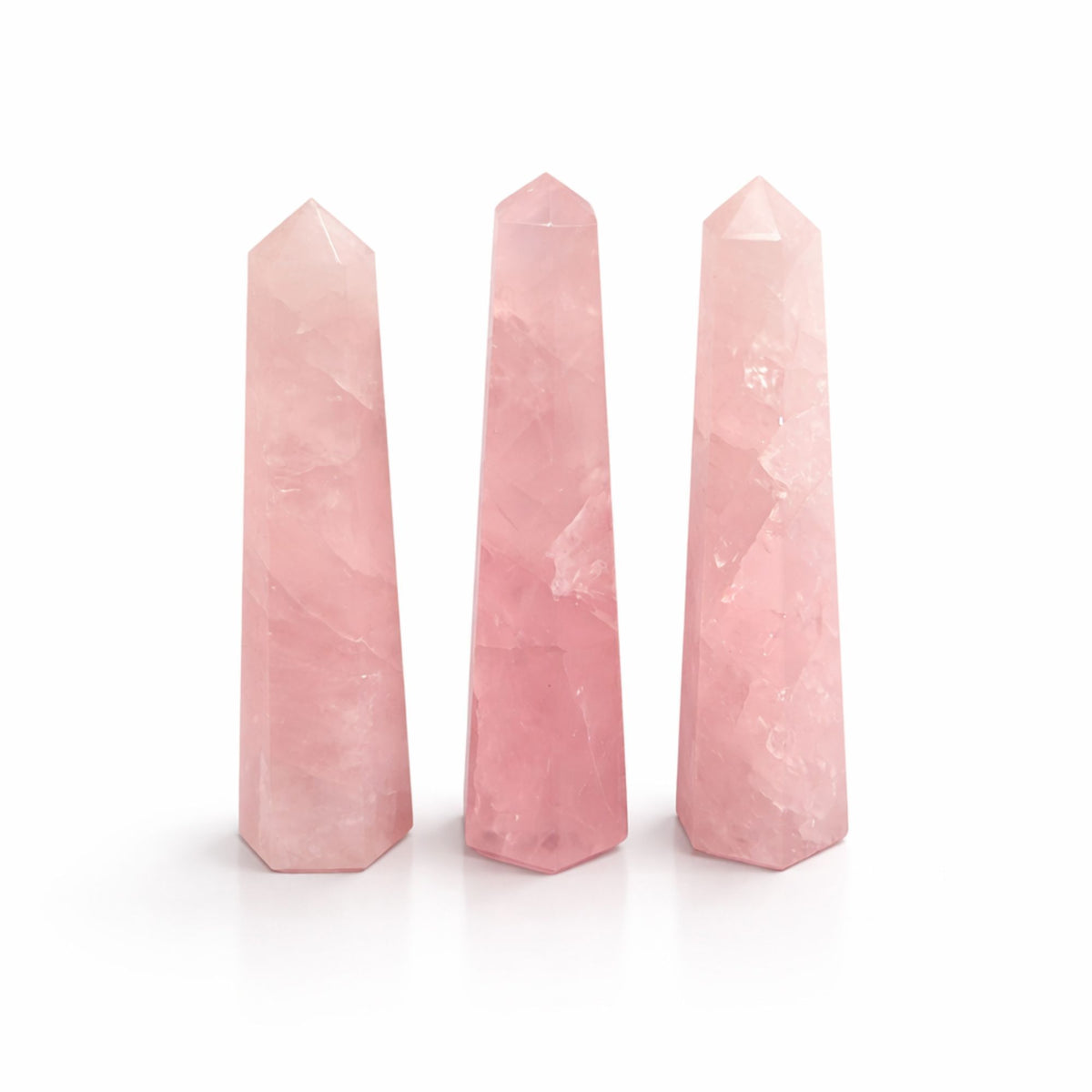 Gemstone Six Face Obelisk Point approx 11cm  - Rose Quartz AW Dropship UK