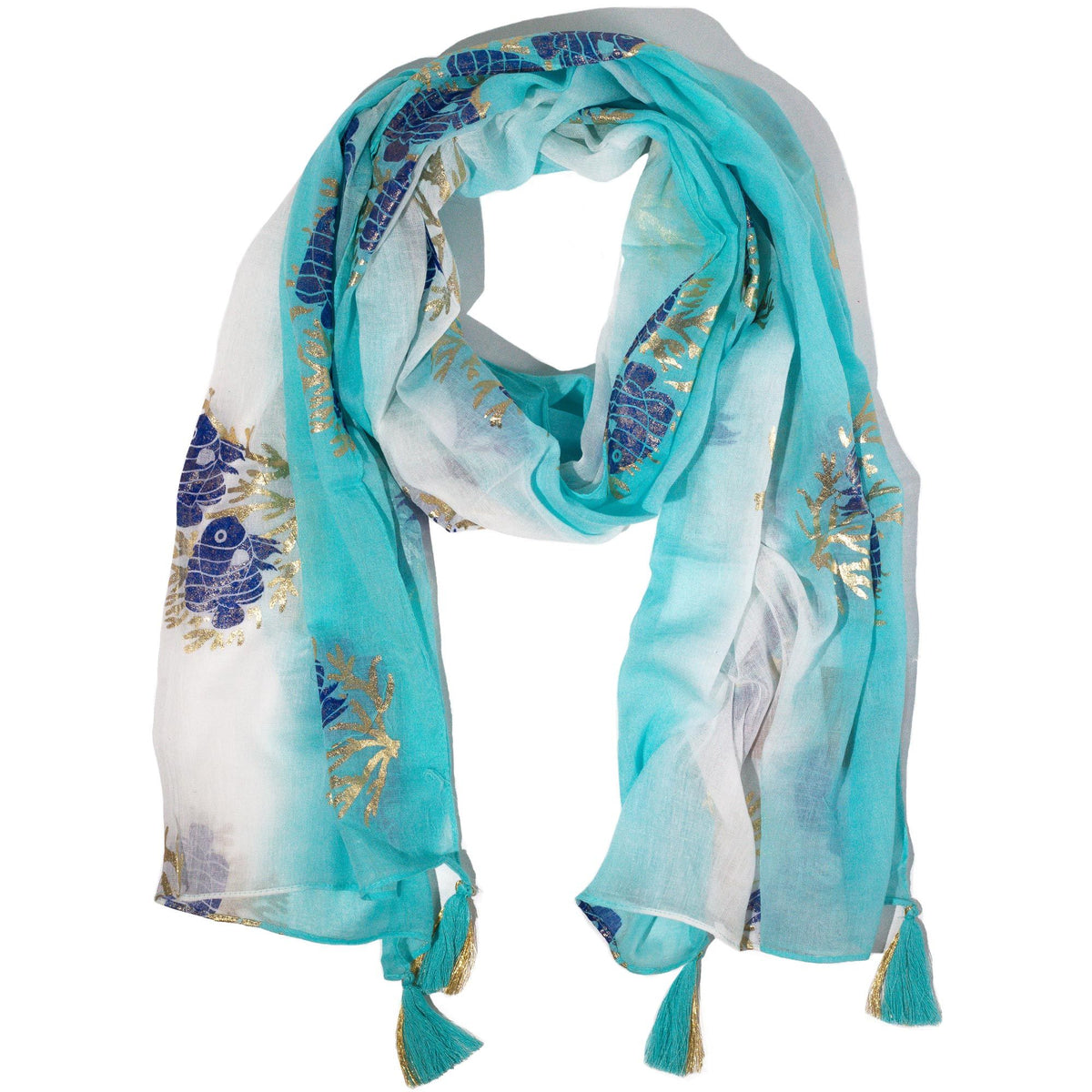 Nomad Sari Aqua Fish Scarf – Turquoise (180x50cm) AW Dropship UK
