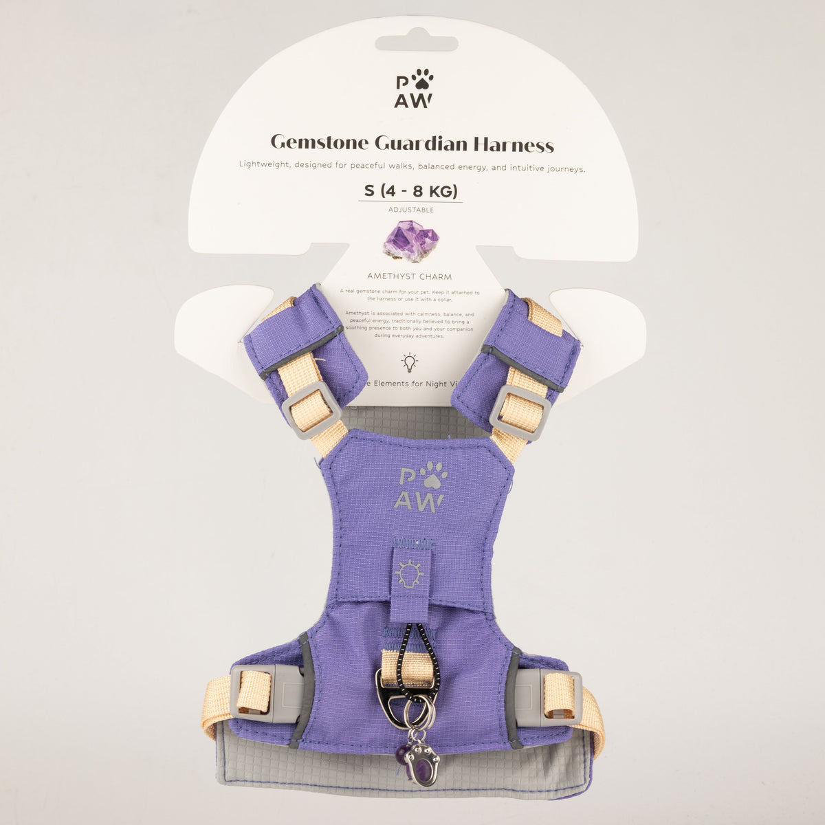 PAW - S (4-8Kg) Dog Step-in Guardian Harness with Reflective Mesh - Lavender - Amethyst Charm AW Dropship UK