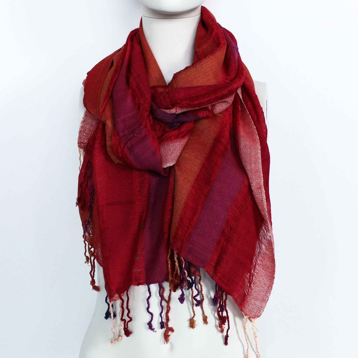 Lrg Indian Boho Scarves - 28x72cm - Random Purples AW Dropship UK