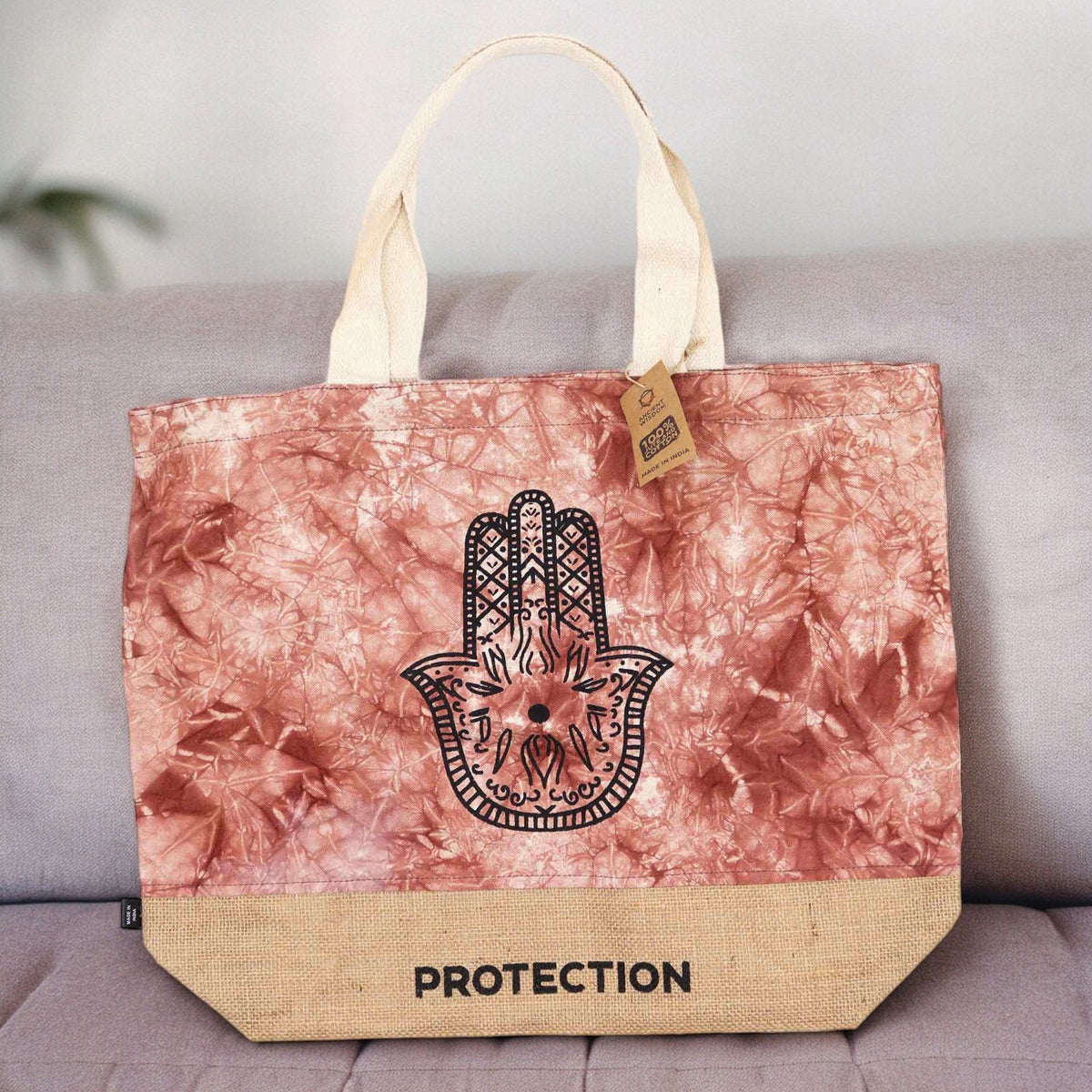 All Natural Bag - Terracotta Stonewash - Hamsa - Protection AW Dropship UK