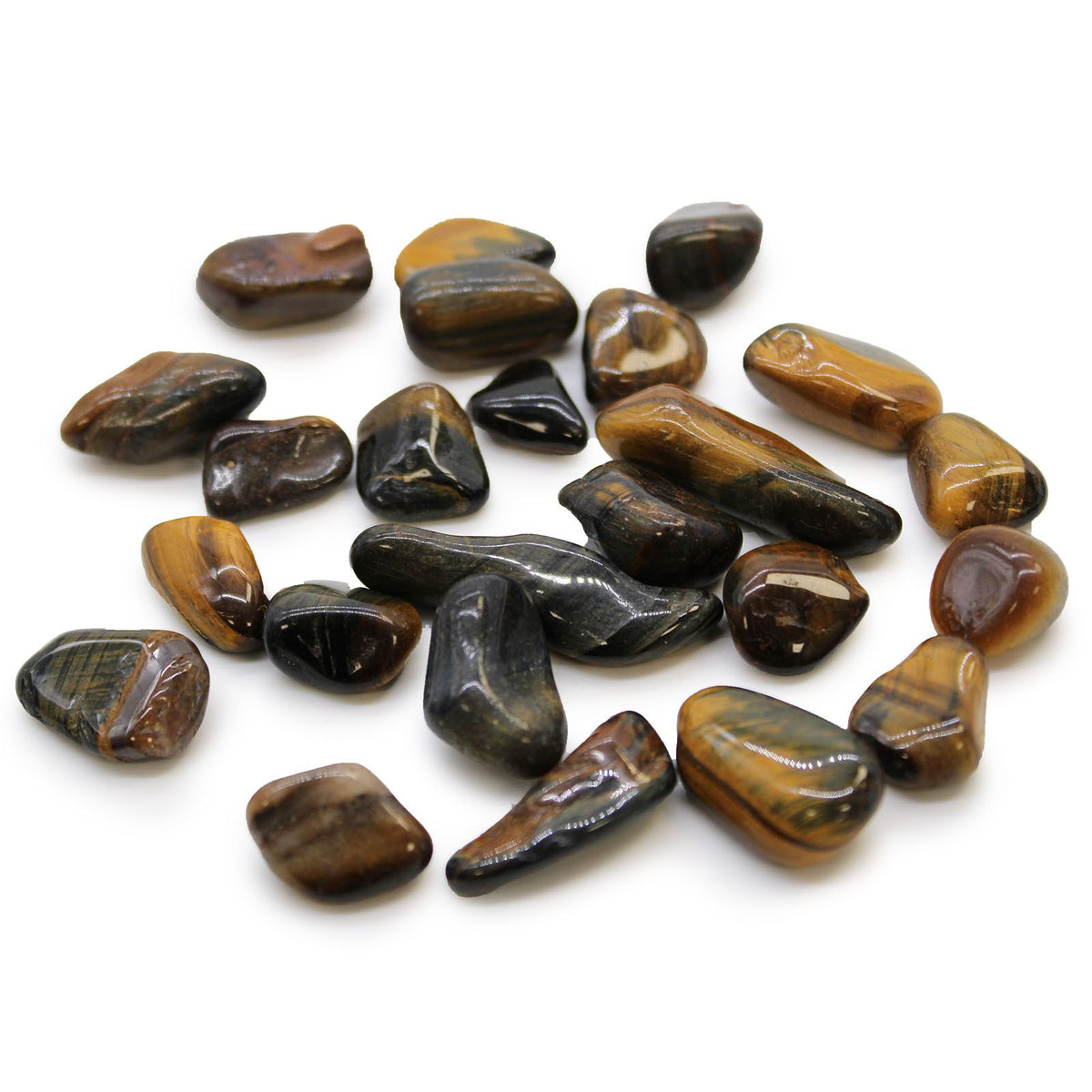 Small African Tumble Stones - Tigers Eye - Varigated AW Dropship UK