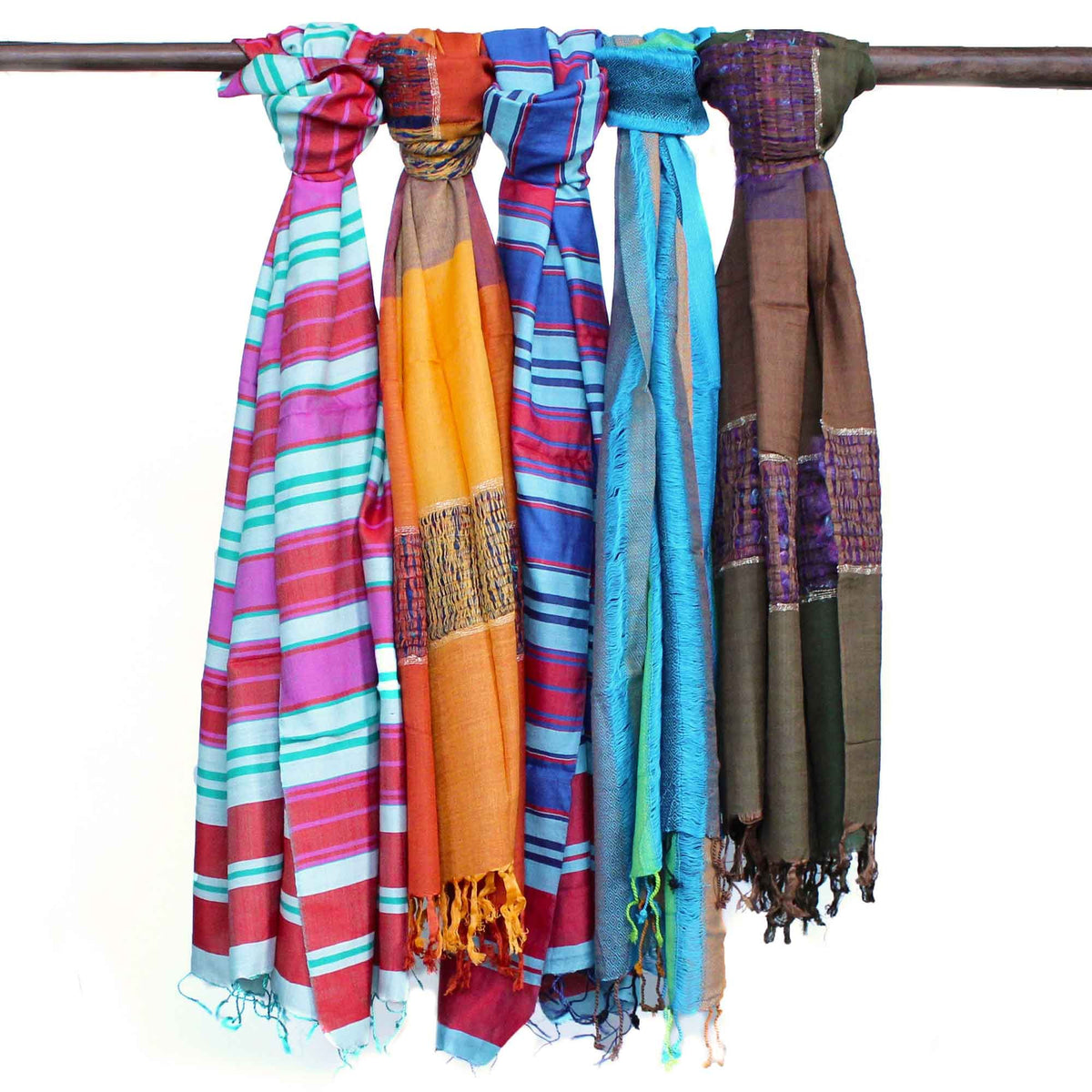 Lrg Indian Boho Scarves - 28x72cm - Random Blues AW Dropship UK