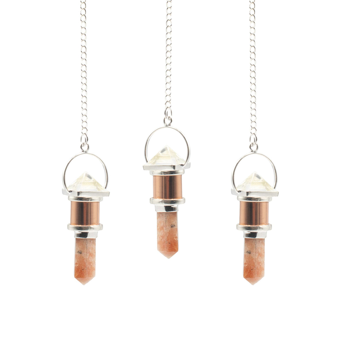 The Moon Chamber- Combo Piece Copper Pendulum -  Clear Quartz & Sunstone AW Dropship UK