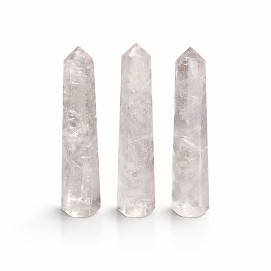 Gemstone Six Face Obelisk Point approx 11cm  - Clear Quartz AW Dropship UK