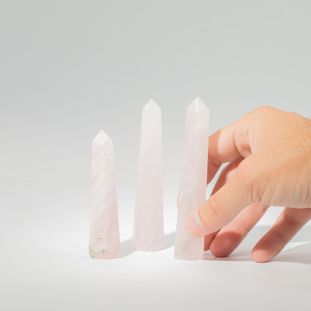 Gemstone Six Face Obelisk Point approx 11cm  - Rose Quartz AW Dropship UK