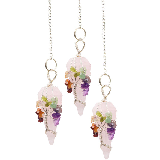 Magic Pendulum - Seven Chakra - Rose Quartz AW Dropship UK