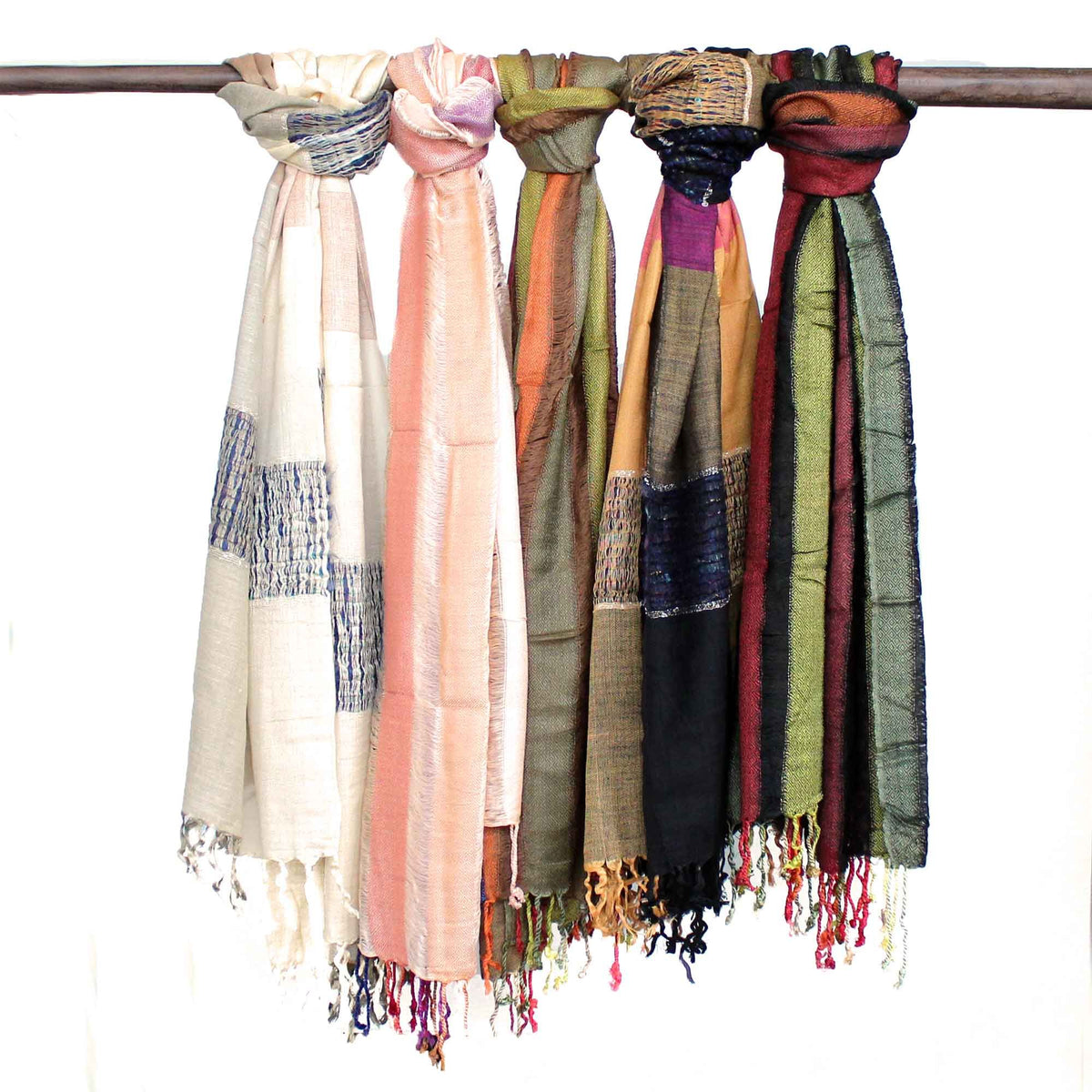 Lrg Indian Boho Scarves - 28x72cm - Random Greens AW Dropship UK