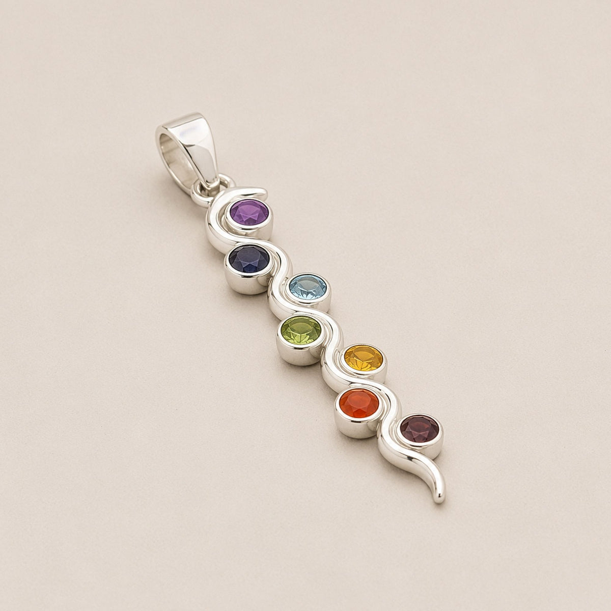 Indian Devotional Pendant - Silver Plated (45cm Cord)- Snake Chakra AW Dropship UK
