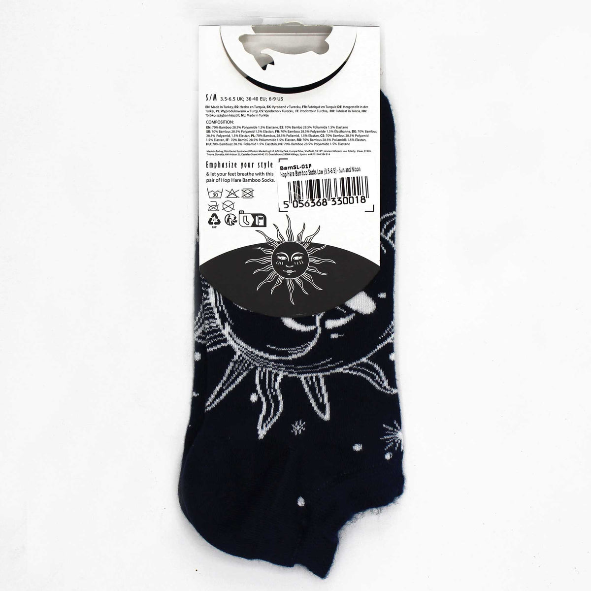 S/M Hop Hare Bamboo Socks Low (3.5-6.5) - Sun and Moon  AW Dropship UK
