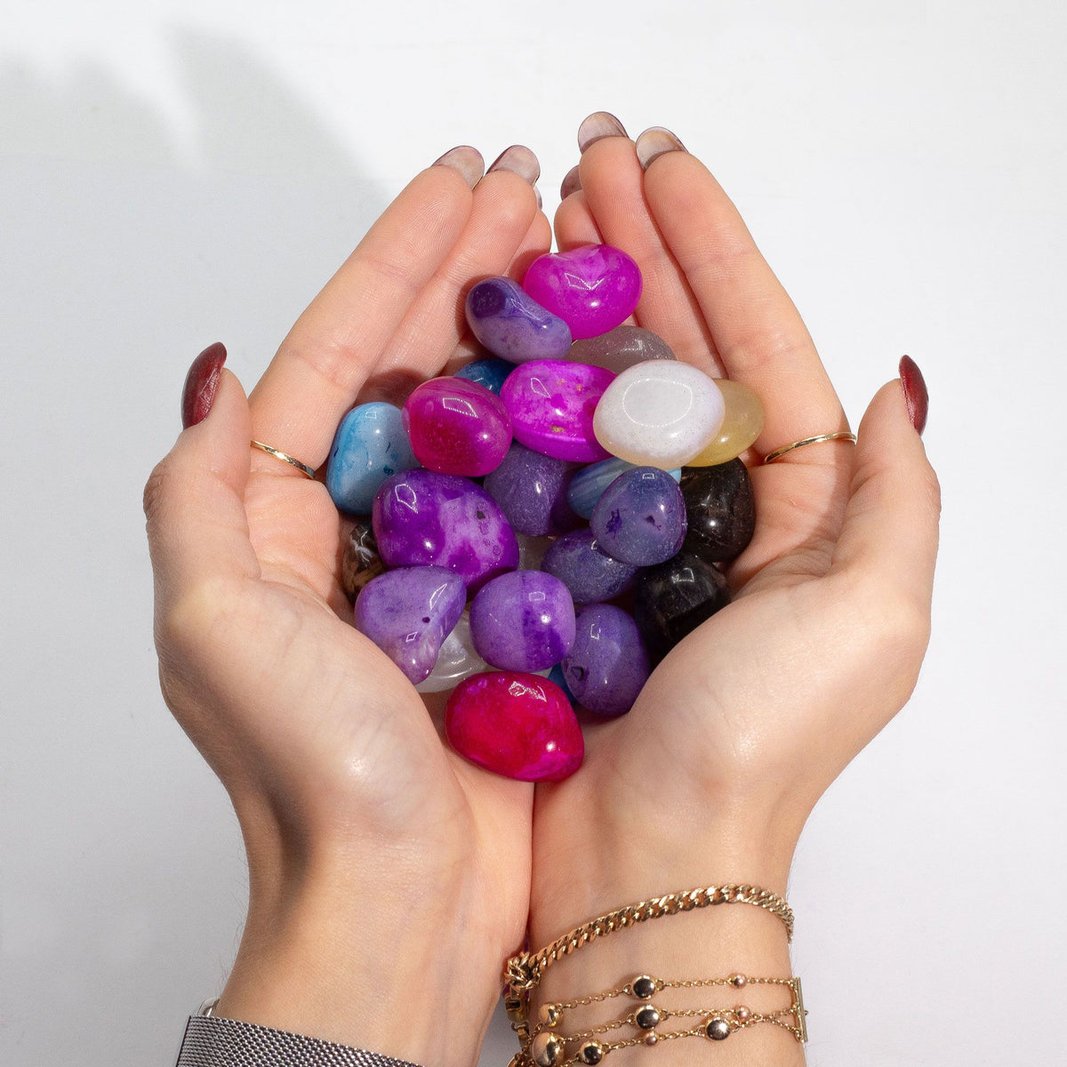 Bulk Treated Mixed Agate - 1kg (aprox. 70 stones) - 7 colours AW Dropship UK