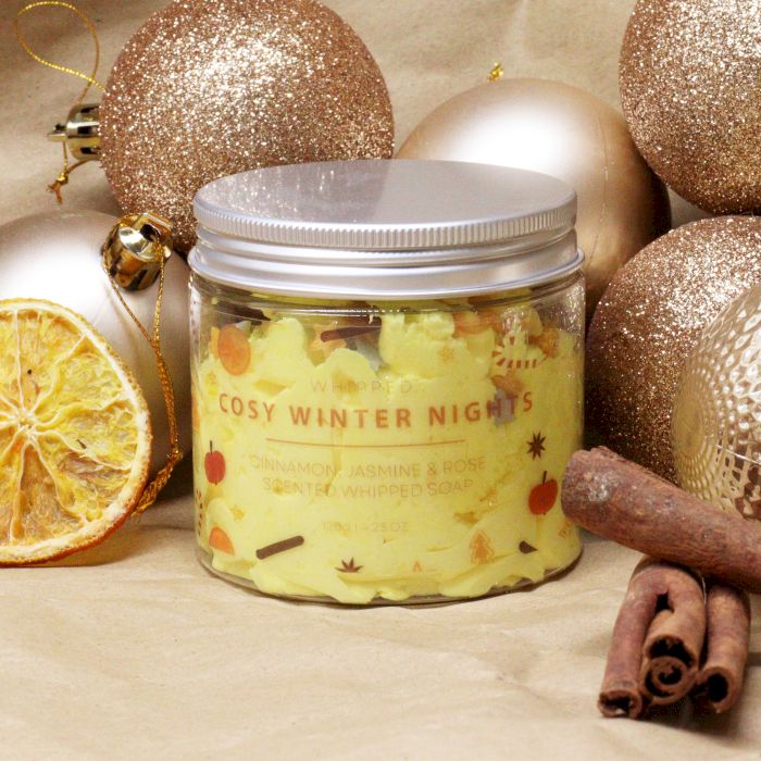 Winter spiced whipped soap with sugar stars