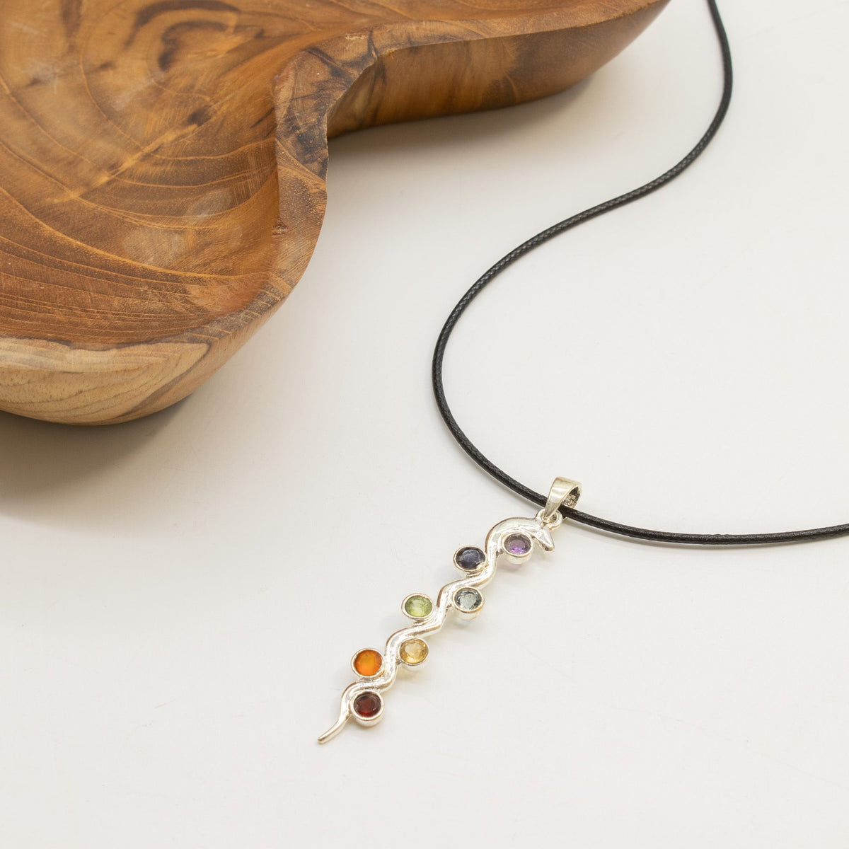 Indian Devotional Pendant - Silver Plated (45cm Cord)- Snake Chakra AW Dropship UK