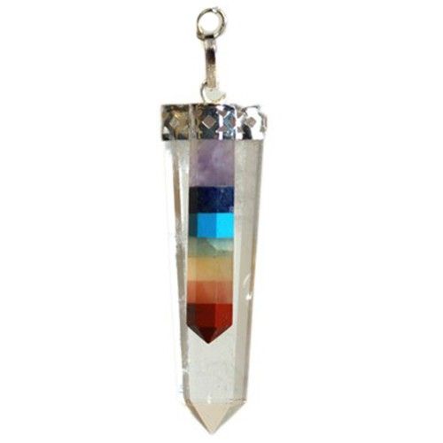 Crystal - 7 Chakra Bounded Thin Point Flat Pendant AW Dropship UK