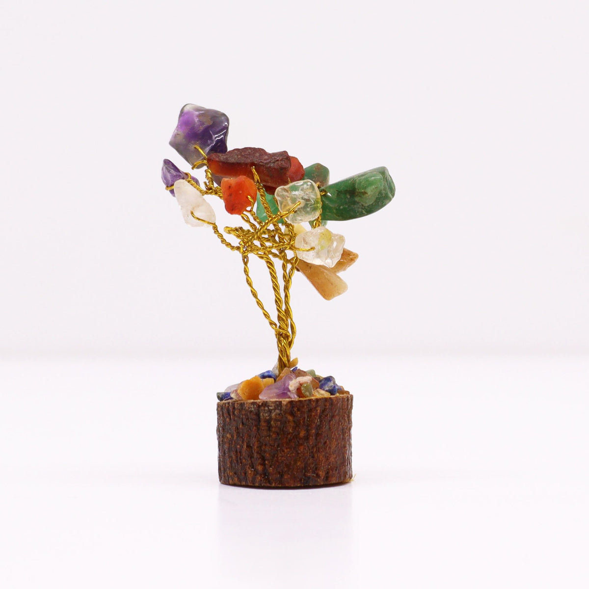 Mini Gemstone Tree On Wood Base - Multi Stones (15 stones) AW Dropship UK