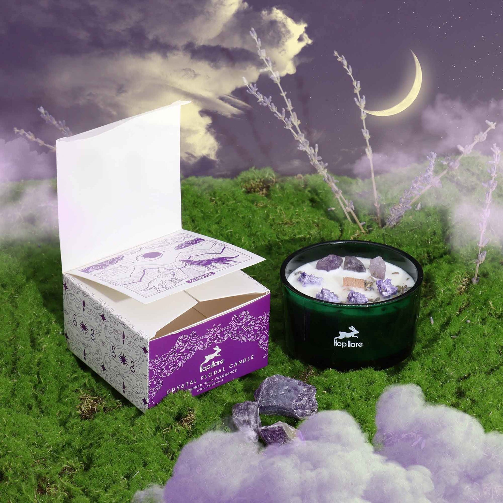 Hop Hare Crystal Magic Flower Candle - The Moon AW Dropship UK