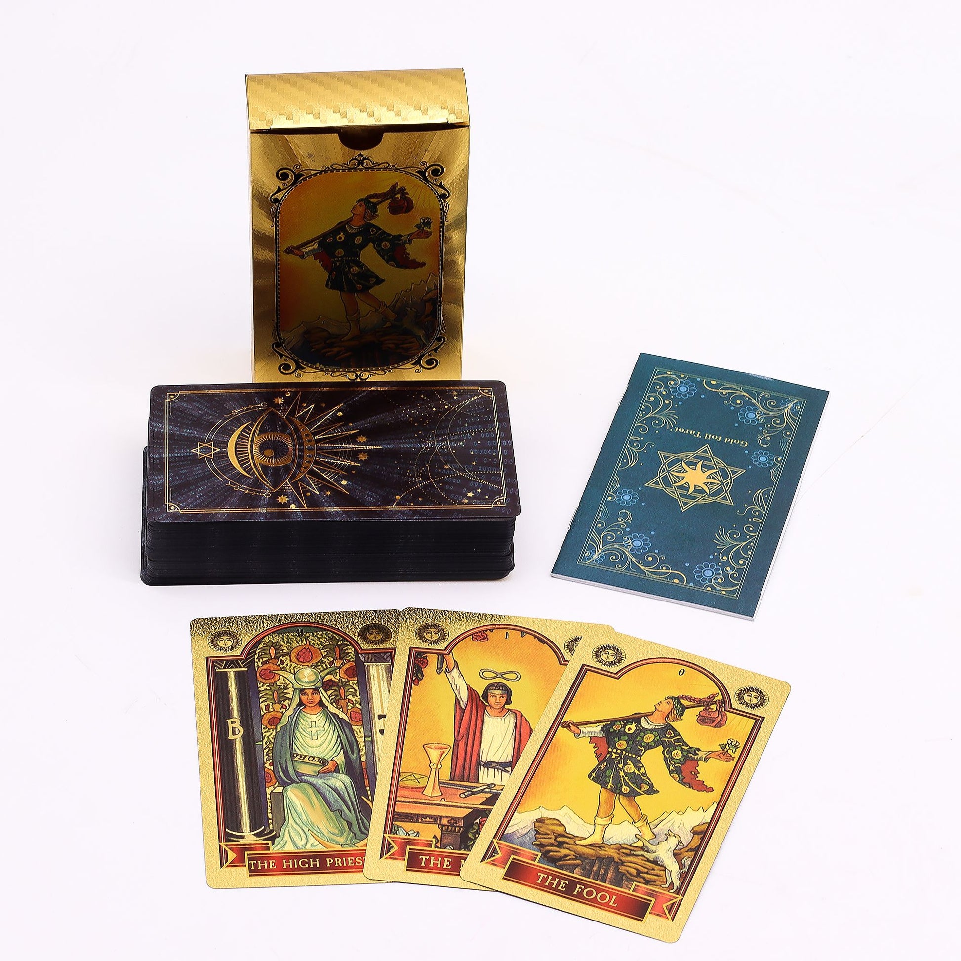 Blue & Gold Foil Tarot Card Set - All Seeing Eye - with booklet AW Dropship UK