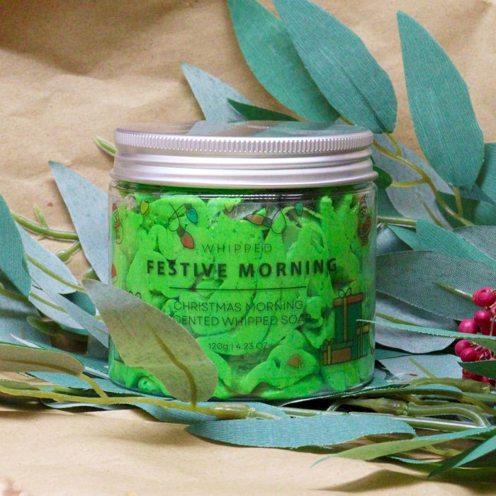 Festive whipped soap with Christmas decorations