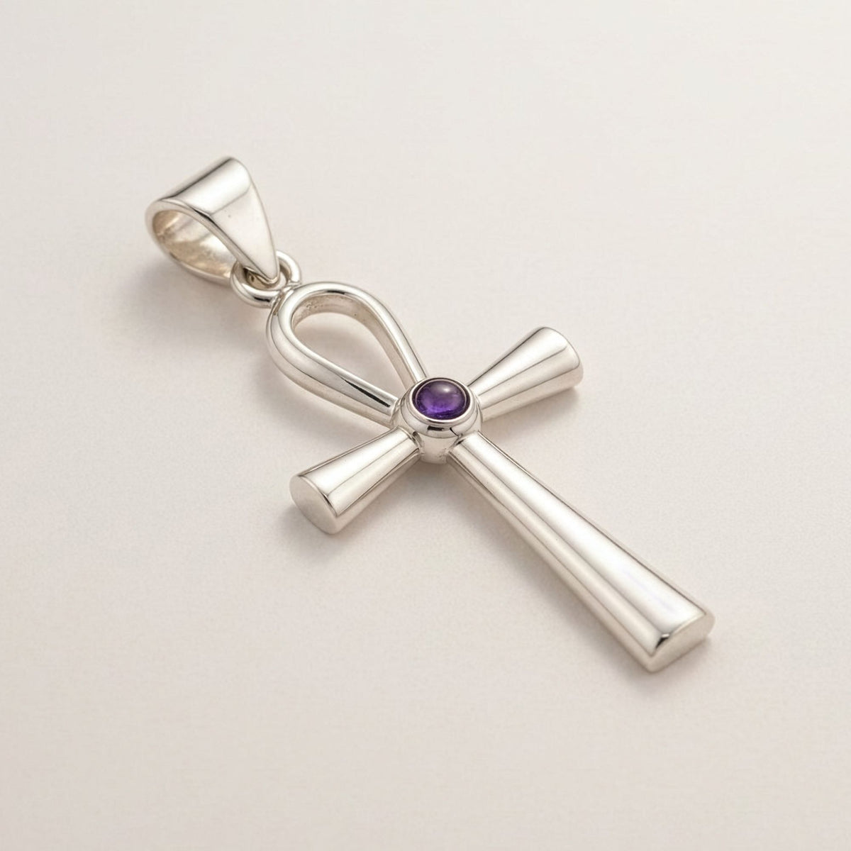 Indian Devotional Pendant - Silver Plated (45cm Cord)- Ankh Symbol of Eternal Life AW Dropship UK