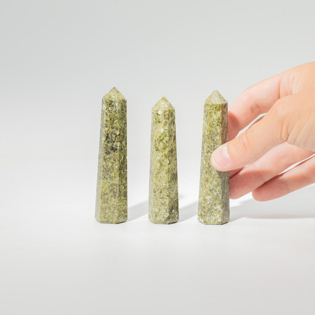 Gemstone Six Face Obelisk Point approx 11cm  - Epidote AW Dropship UK