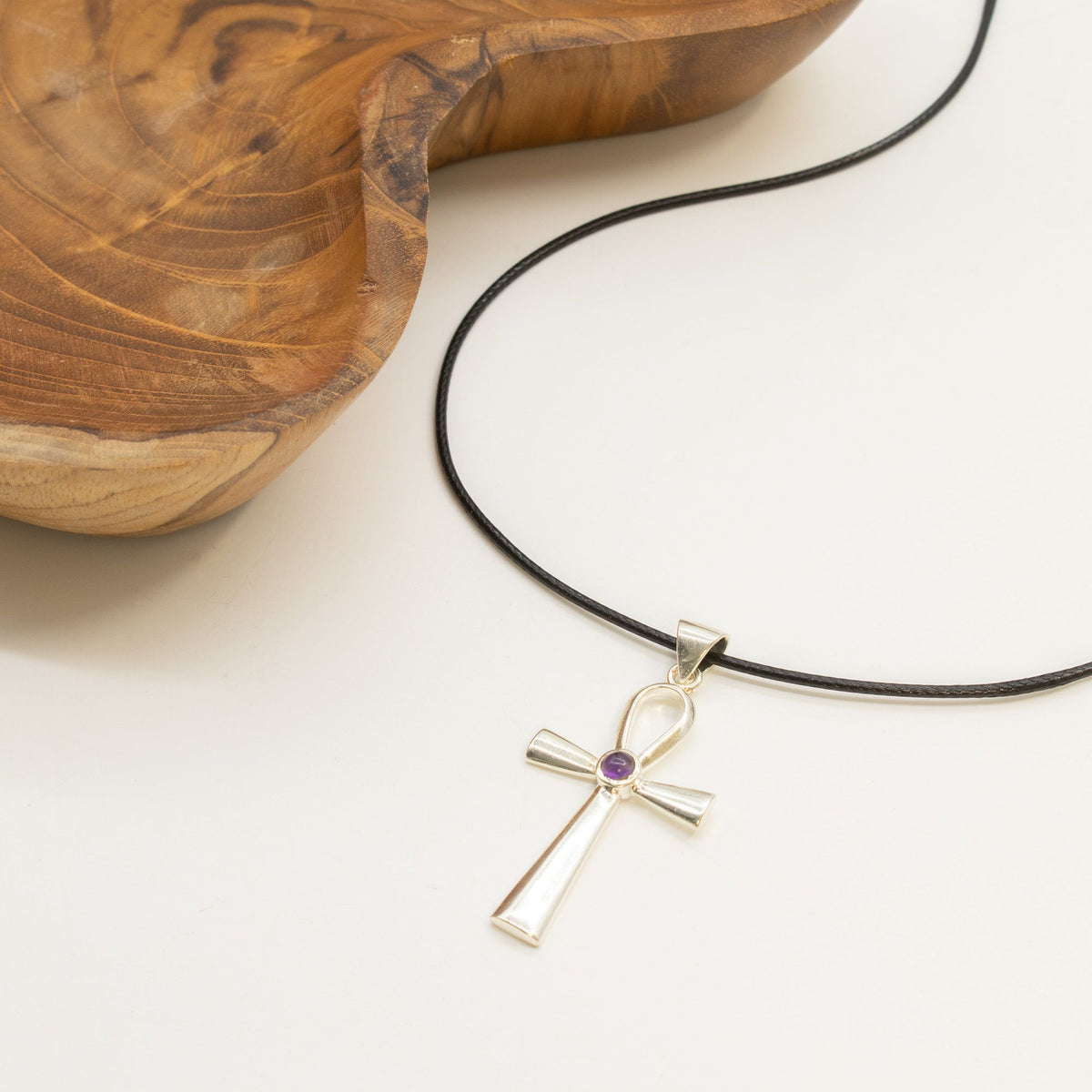 Indian Devotional Pendant - Silver Plated (45cm Cord)- Ankh Symbol of Eternal Life AW Dropship UK