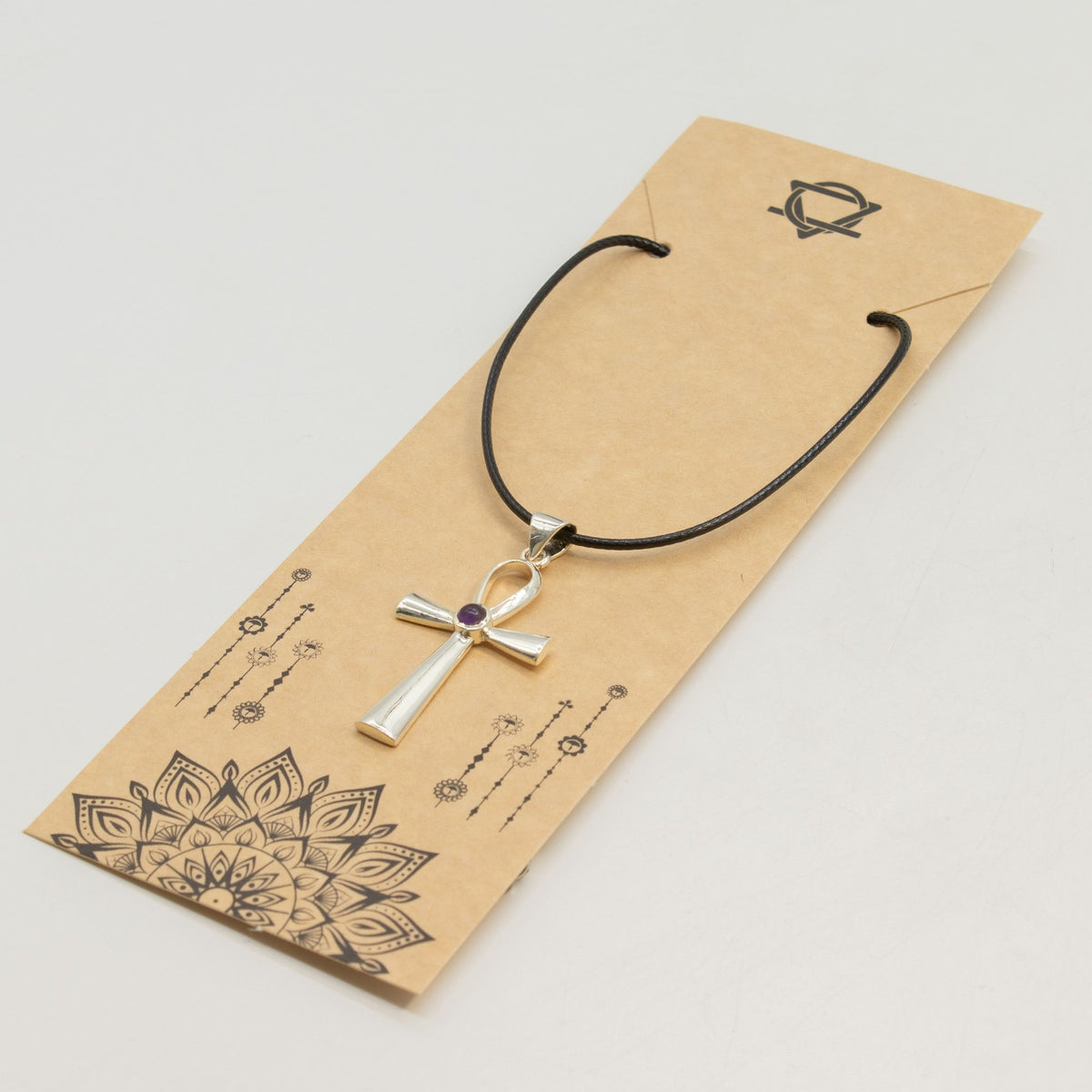 Indian Devotional Pendant - Silver Plated (45cm Cord)- Ankh Symbol of Eternal Life AW Dropship UK