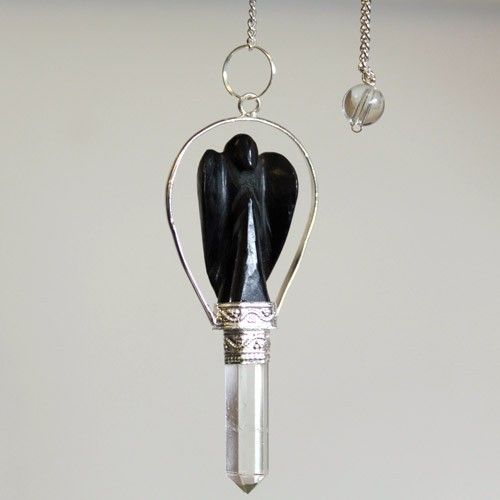 Angel Pendulum with Ring- Black Agate AW Dropship UK