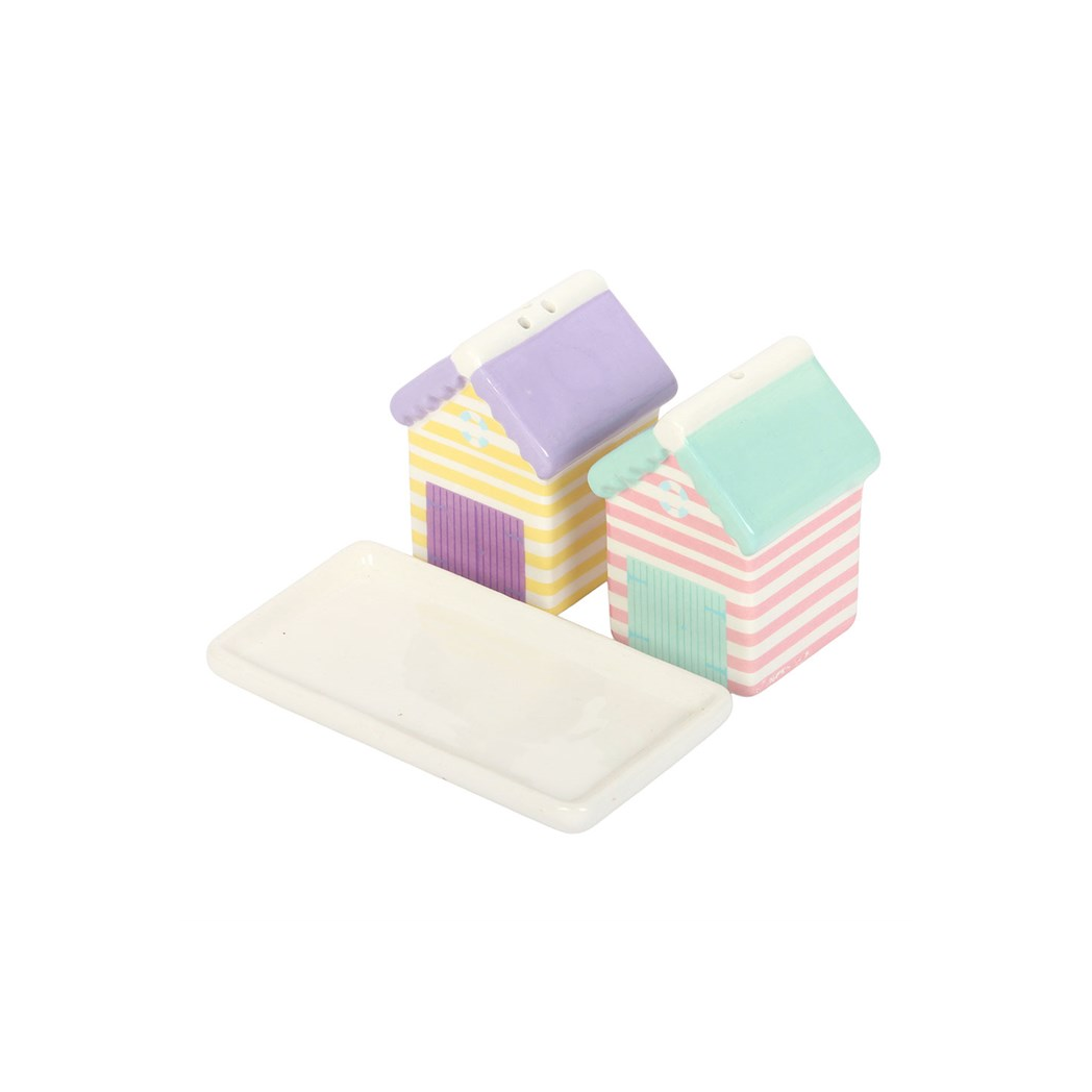 Pastel Beach Hut Salt and Pepper Shakers N/A