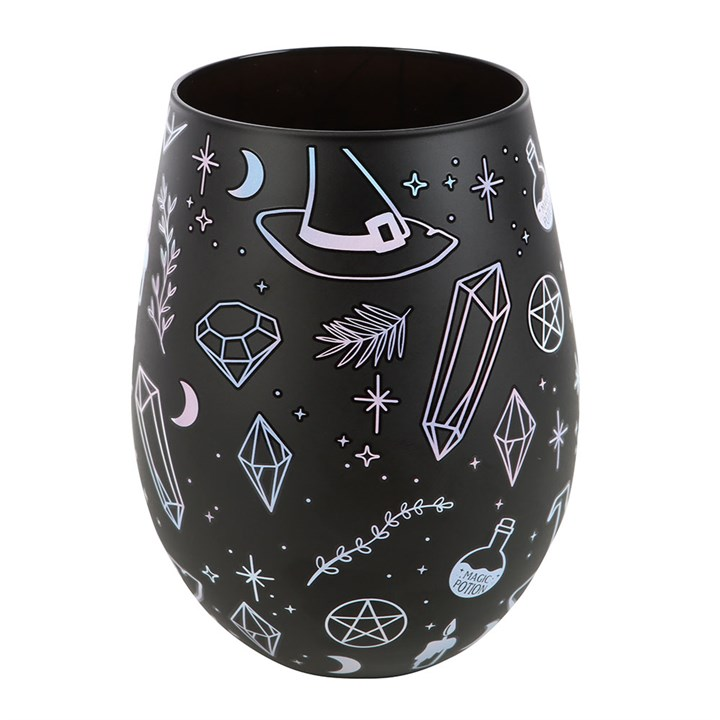 Black crystal magic witchy stemless glass