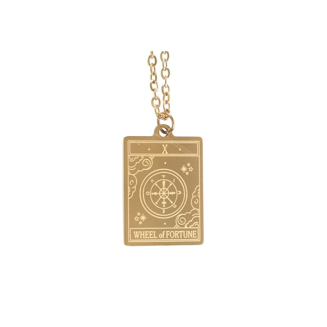The Wheel of Fortune Vintage Tarot Necklace on Greeting Card N/A
