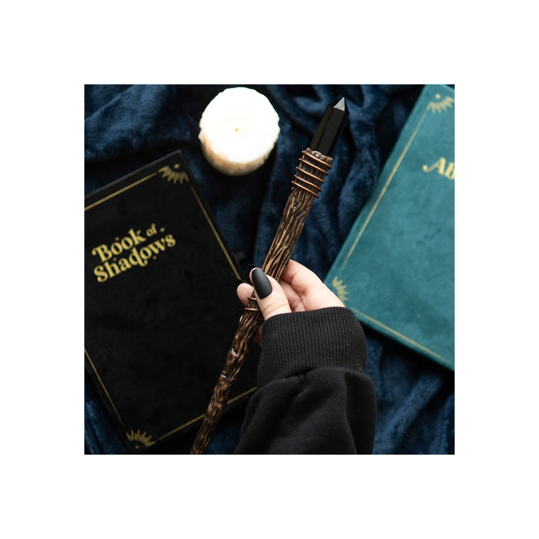 Thin Protection Black Obsidian Crystal Wand N/A