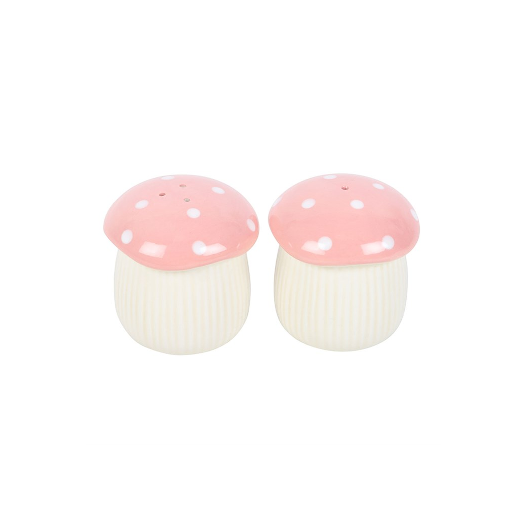 Cute pink mushroom salt and pepper shaker gift