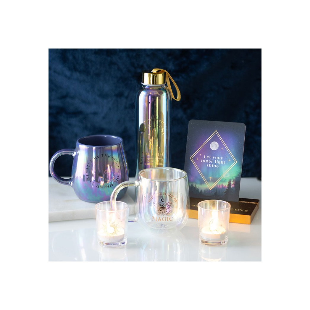 Manifest Your Life Iridescent Glass Water Bottle N/A