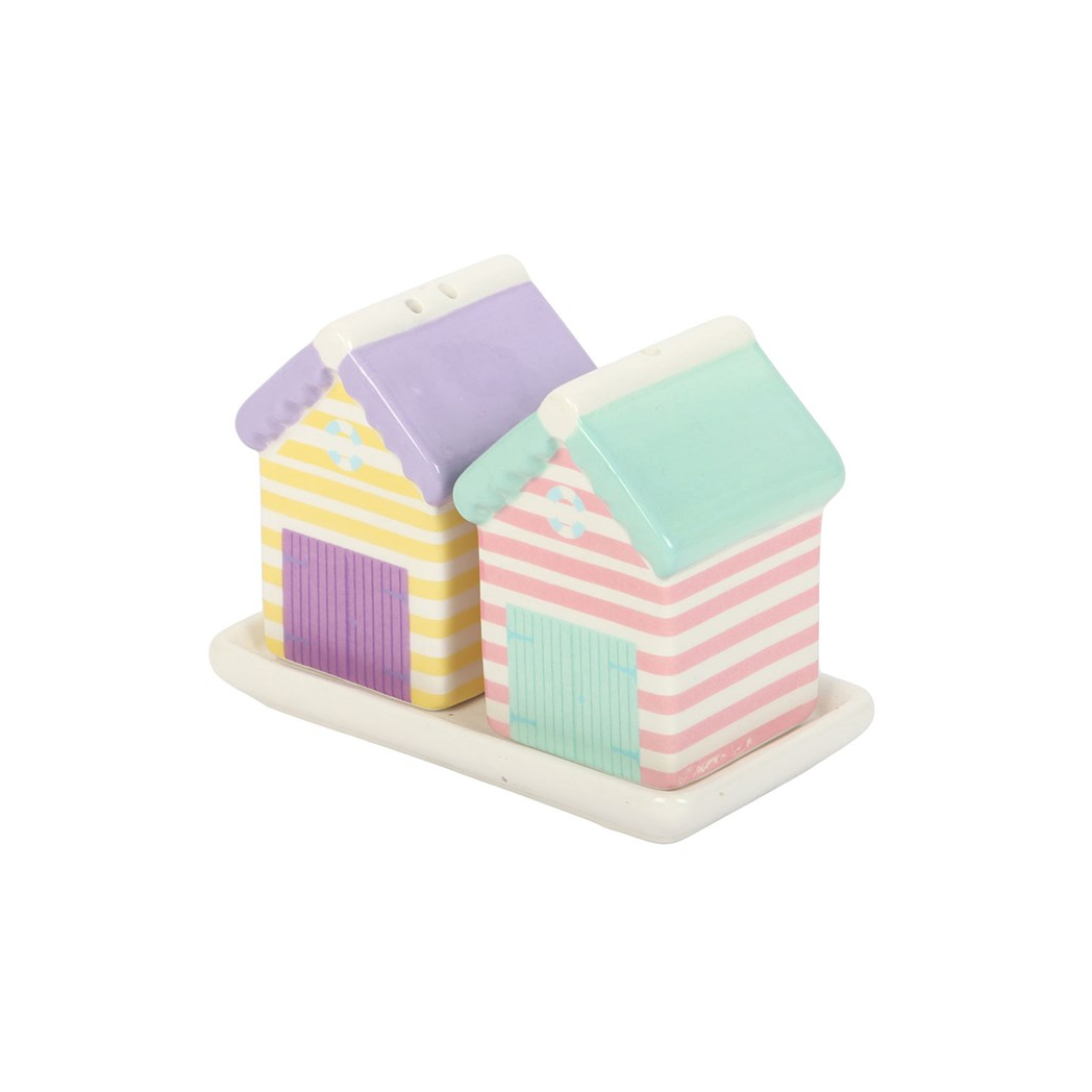 Pastel Beach Hut Salt and Pepper Shakers N/A