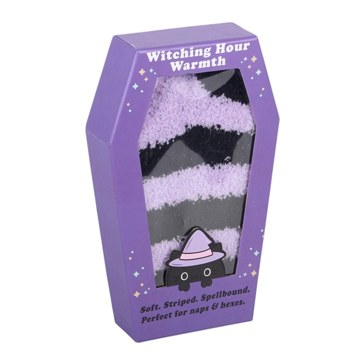 Pastel Purple Striped Socks in Coffin Gift Box N/A