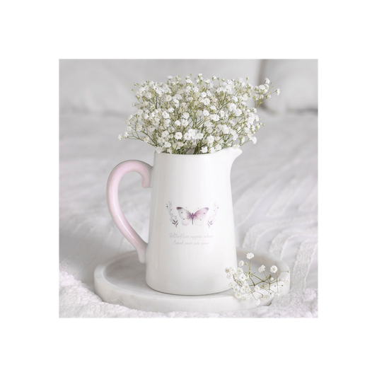 White Butterfly Print Ceramic Flower Jug N/A