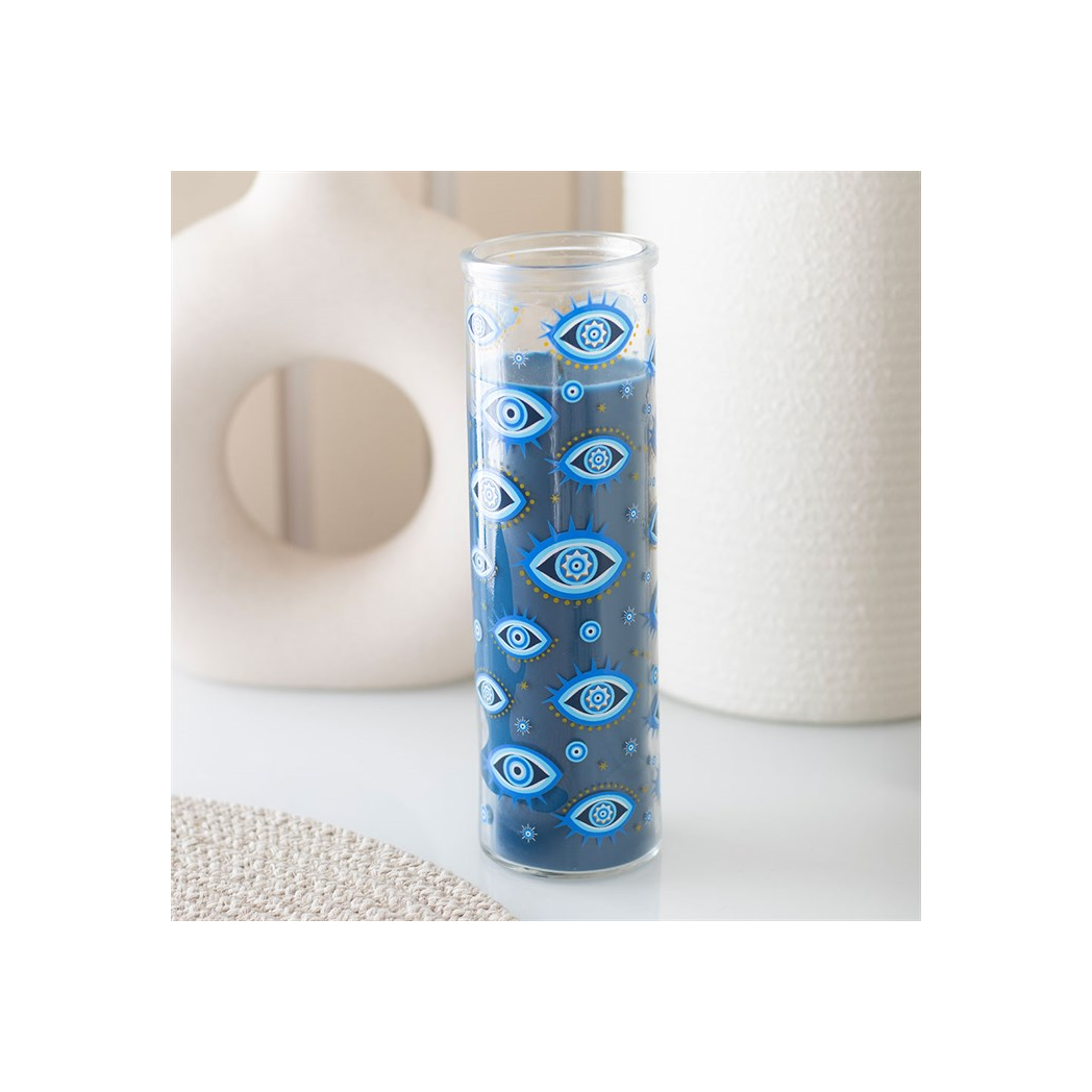 All Seeing Eye Print White Rose Tube Candle N/A