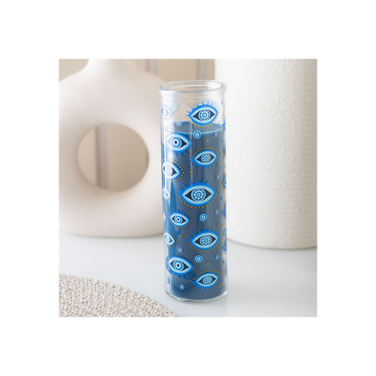 All Seeing Eye Print White Rose Tube Candle N/A