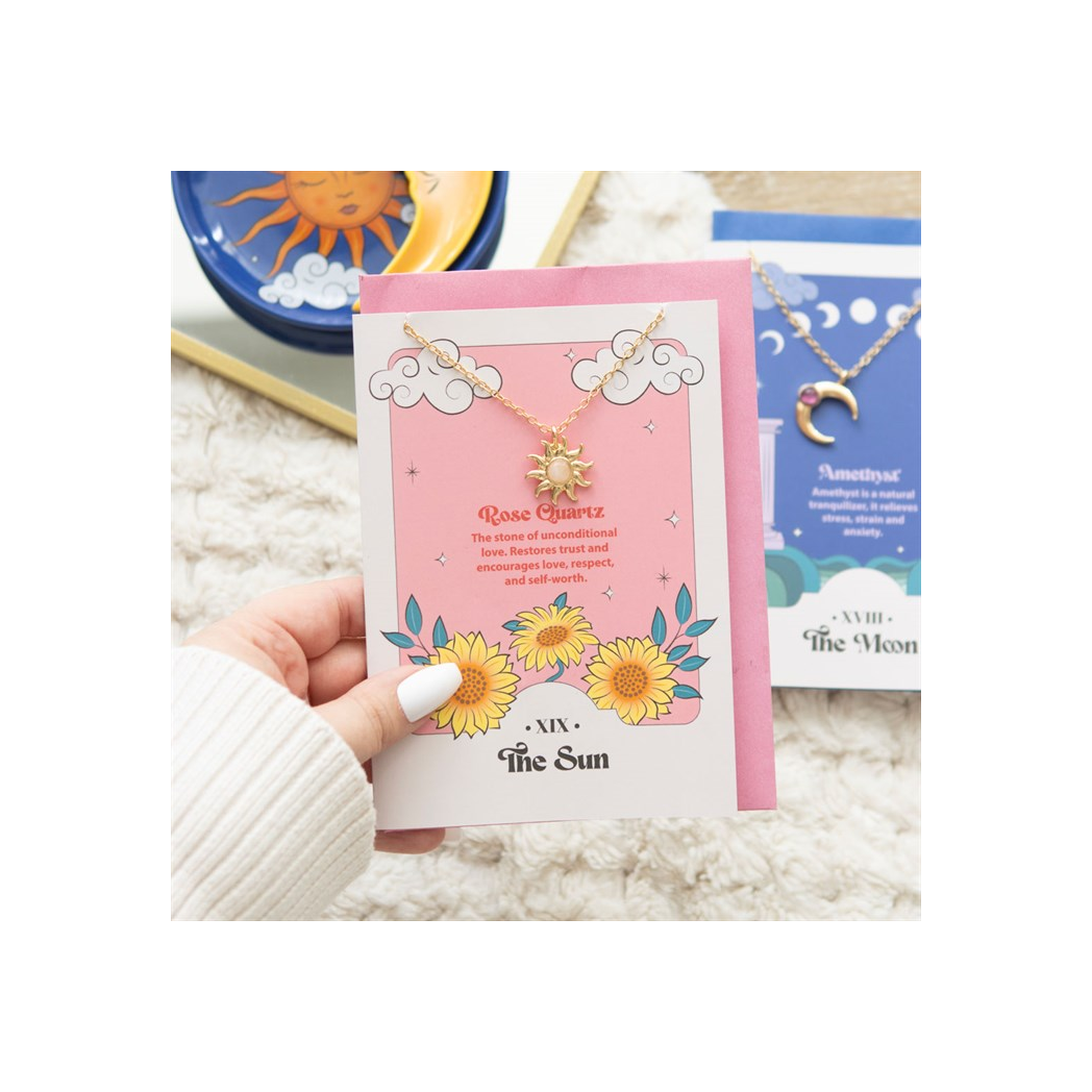The Sun Celestial Rose Quartz Necklace Card N/A