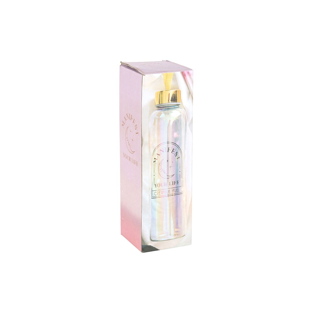 Manifest Your Life Iridescent Glass Water Bottle N/A